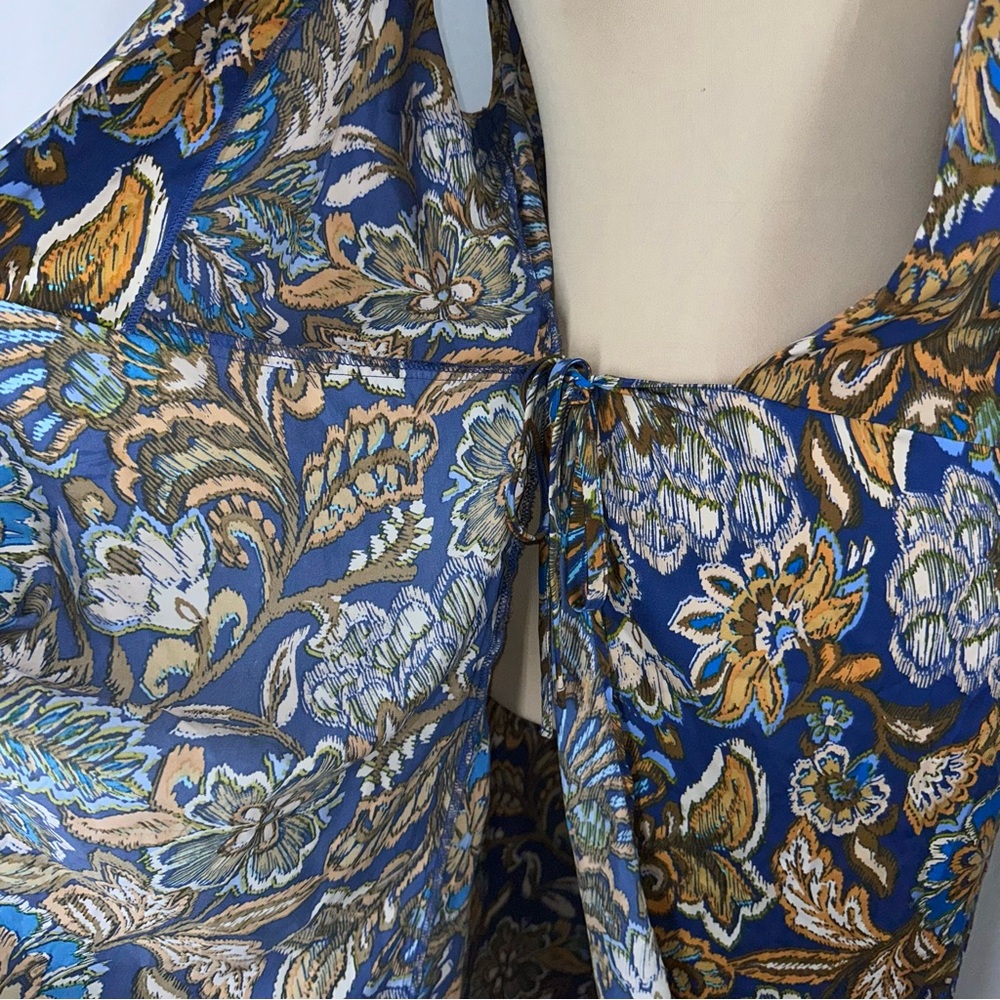Anthropologie Drew Midi Wrap Dress Sz L Floral Collared Bohemian Resort Office - Picture 14 of 15